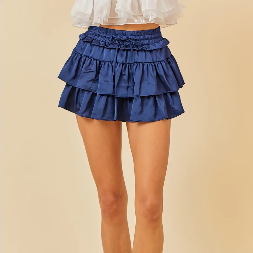 COPY - Day+Moon navy mini ruffle tiered skirt